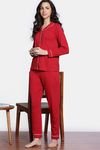 Zivame Winter Whispers Knit Cotton Pyjama Set - Haute Red — thumbnail 1
